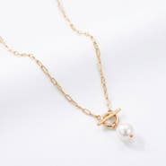 Bliss Diamond 18k Gold Plated Fresh Water Pearl Cassis Necklace 18.5"