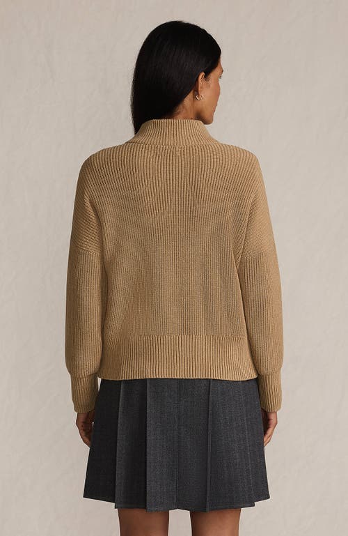 Lands' End Drifter Shaker Wedge Quarter Zip Sweater In Brown