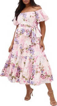 City Chic Aliyah Floral Print Midi Dress
