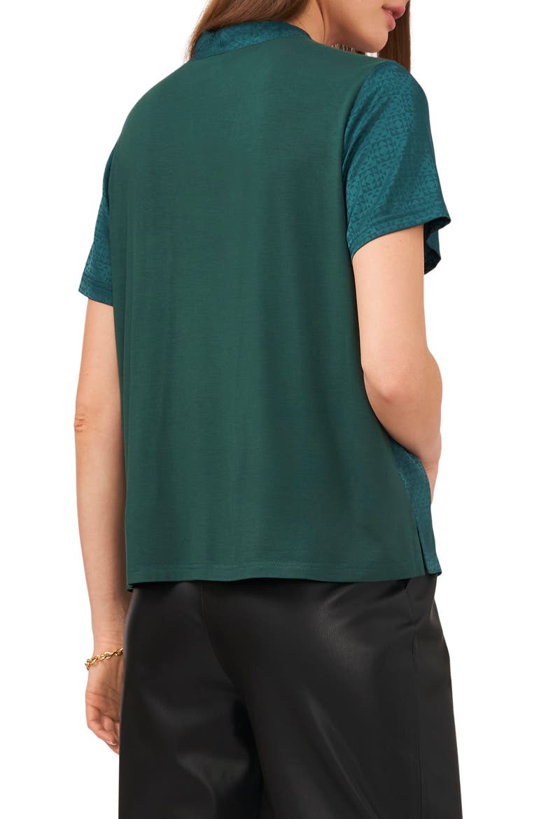 Tie Detail Jacquard Blouse, Alternate, color, RICH SPRUCE