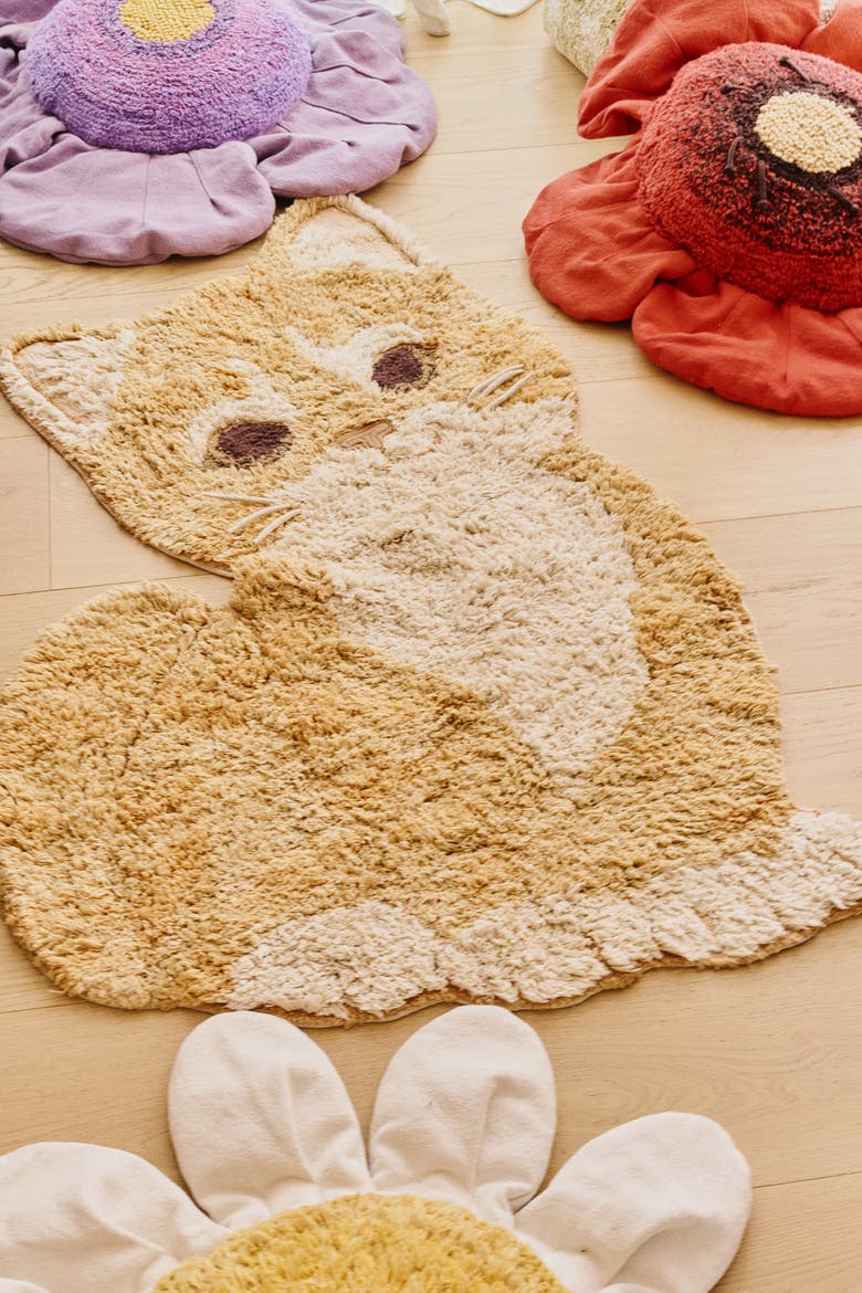 Washable Rug Ginger the cat, Alternate, color, Brown, Chestnut, Rose