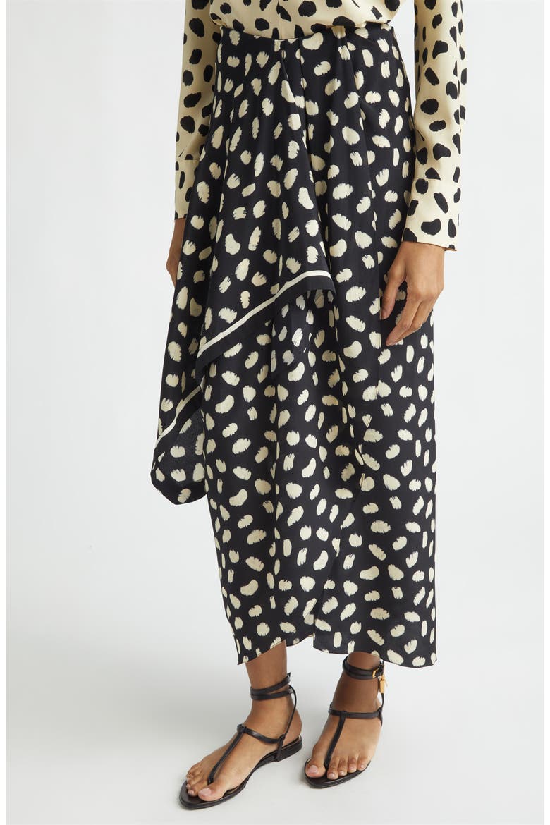 Captivation Print Silk Skirt, Alternate, color, BLACK / ECRU