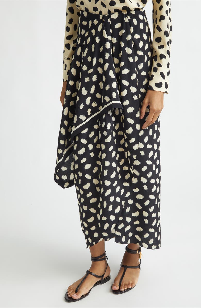 Johanna Ortiz Captivation Print Silk Skirt, Alternate, color, Black / Ecru