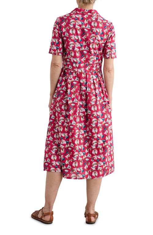 Shop Seasalt Cornwall Floral Print Organic Cotton Midi Shirtdress In Parasol Floral Raspberry