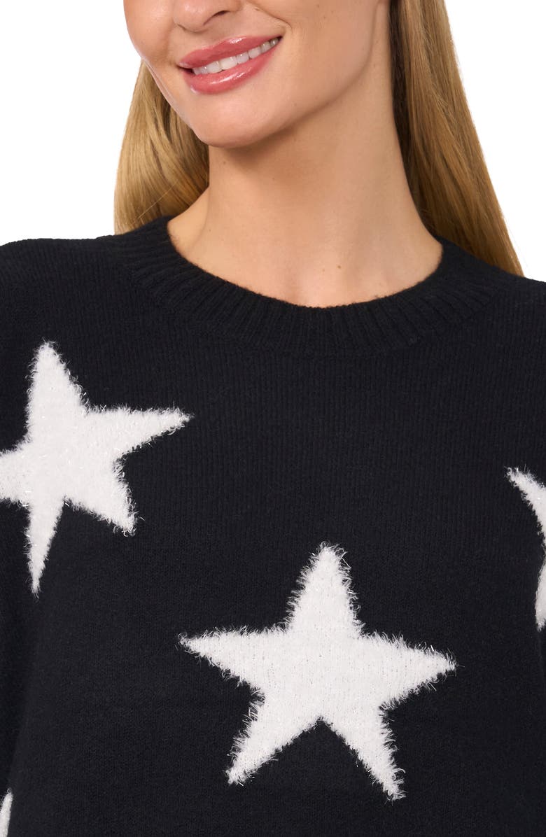 CeCe Eyelash Star Sweater, Alternate, color, Rich Black