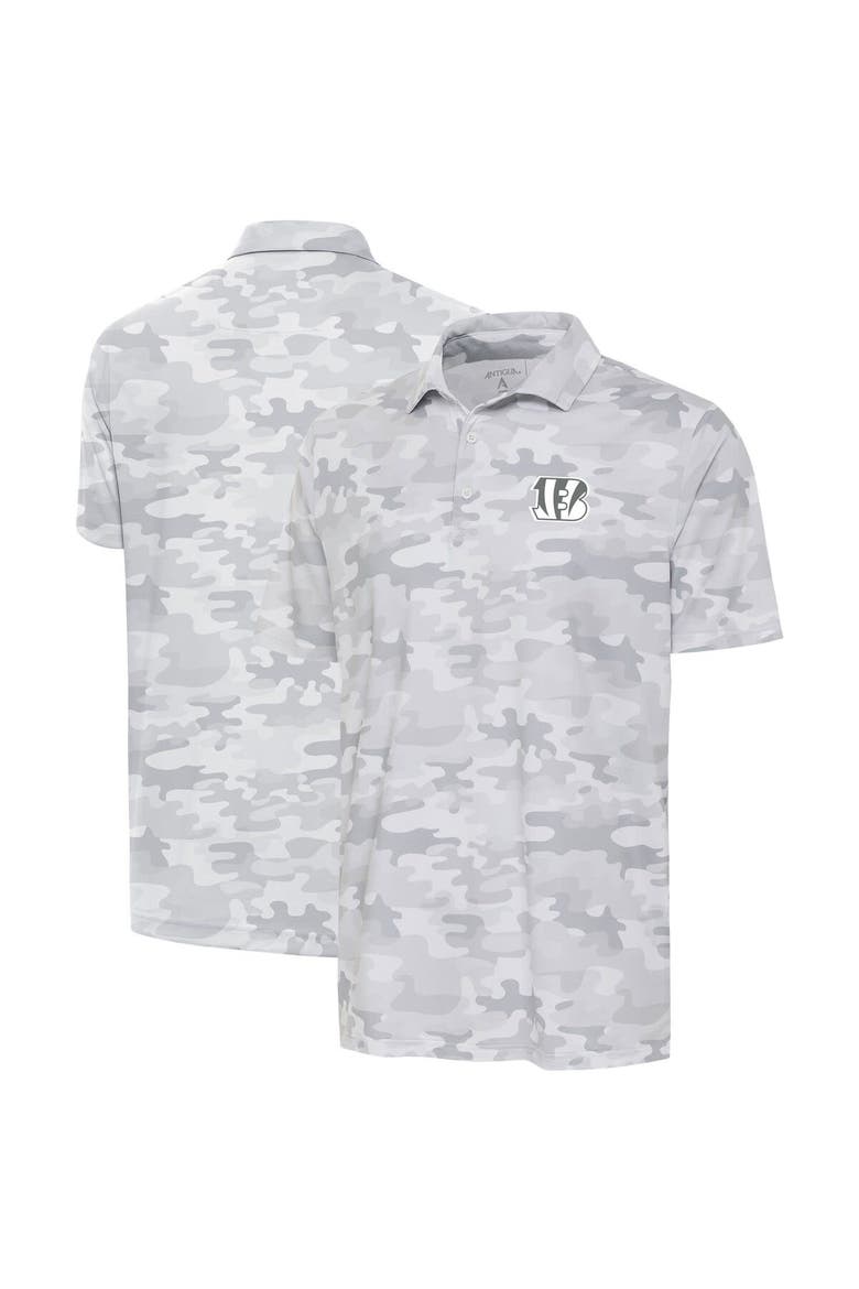 Men's Antigua White Cincinnati Bengals Anthracite Logo Collide Polo, Alternate, color, White