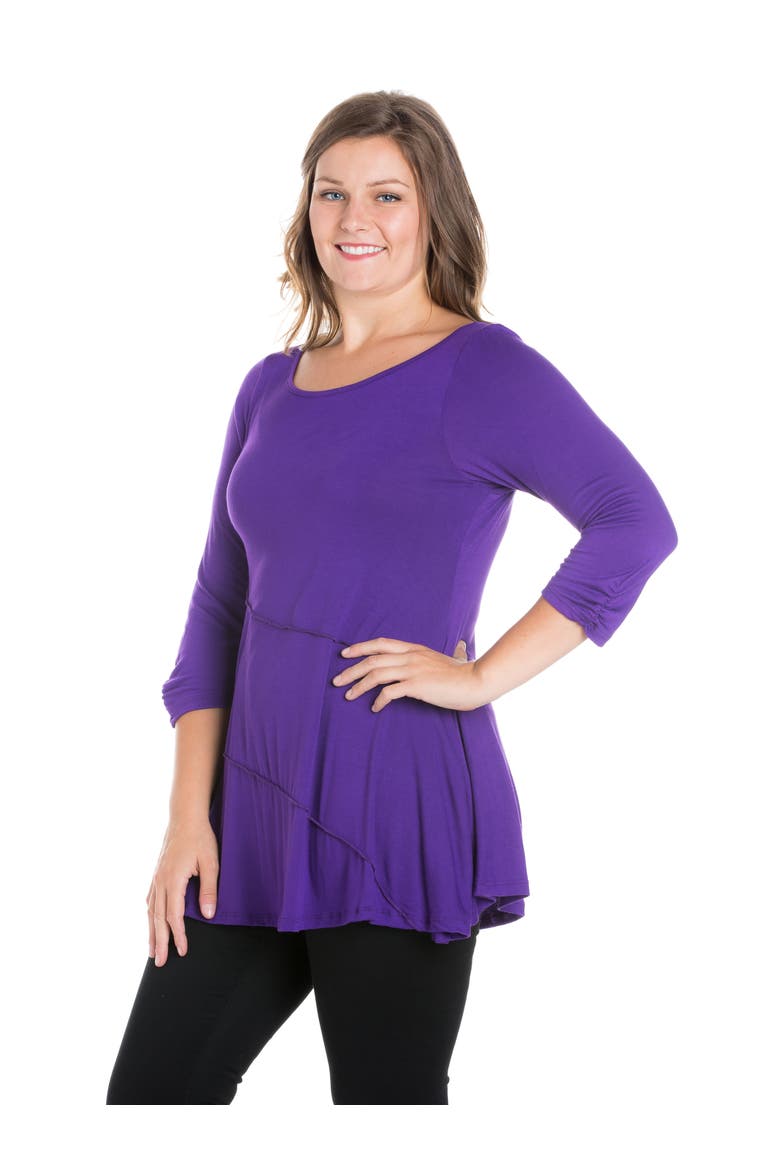 Plus Size Ruched Sleeve Swing  Tunic Top, Alternate, color, Purple