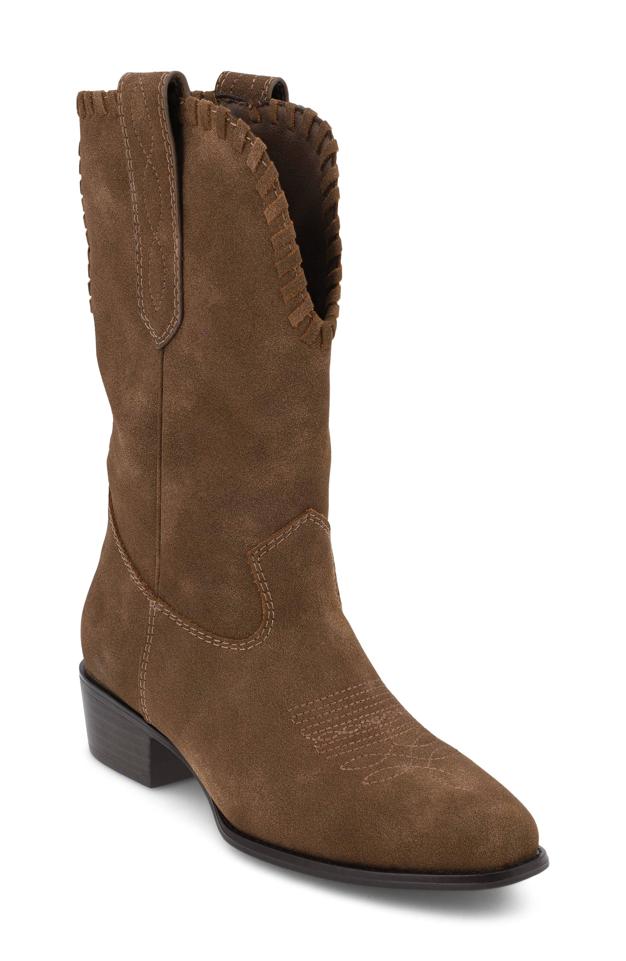Eliseo Faux Suede Western Boot, Alternate, color, LIGHT BROWN