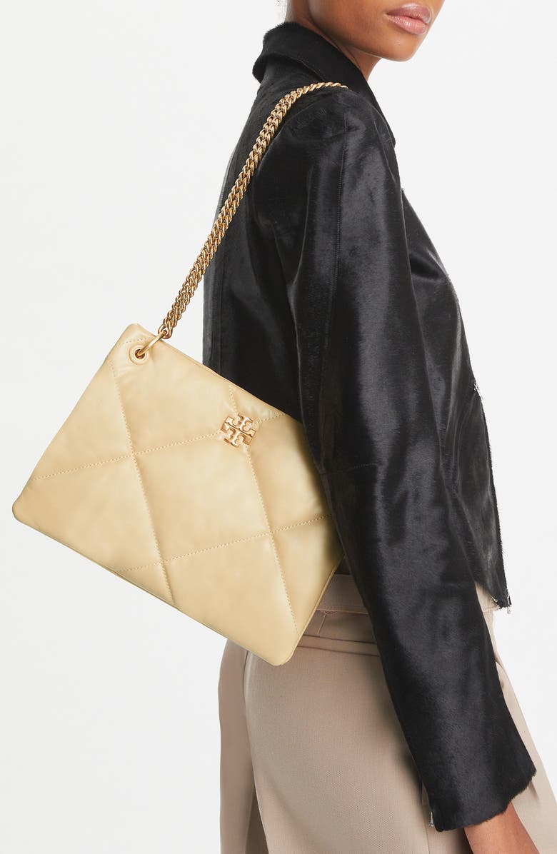 Tory Burch Small Kira Diamond Quilted Leather Shoulder Bag, Alternate, color, Vanilla Soft Serve