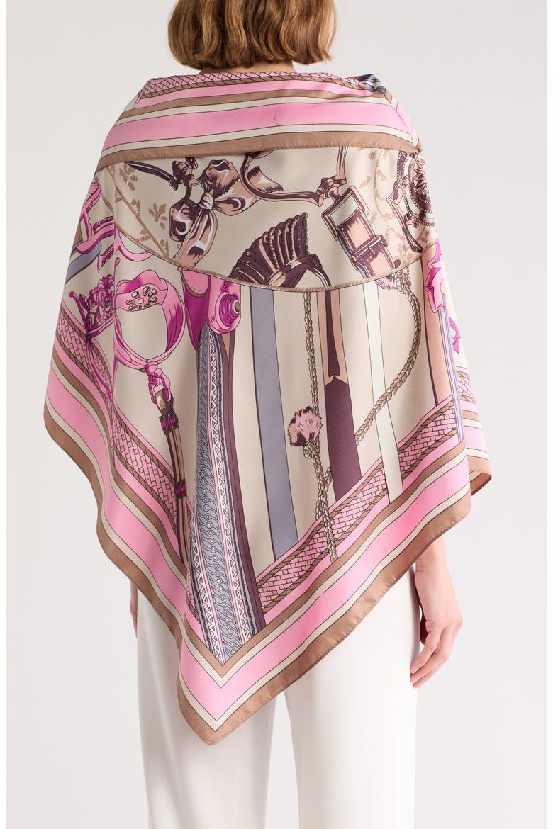 Chain Print Satin Scarf Poncho, Alternate, color, PINK