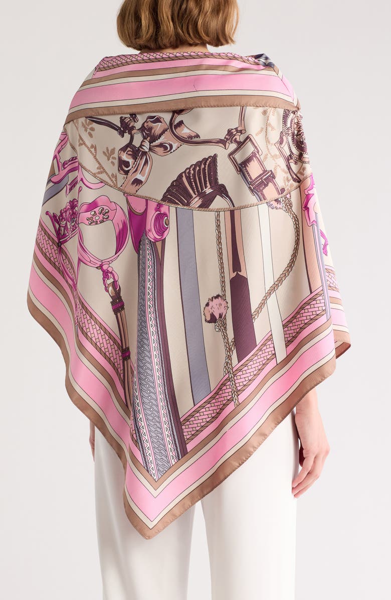 La Fiorentina Chain Print Satin Scarf Poncho, Alternate, color,