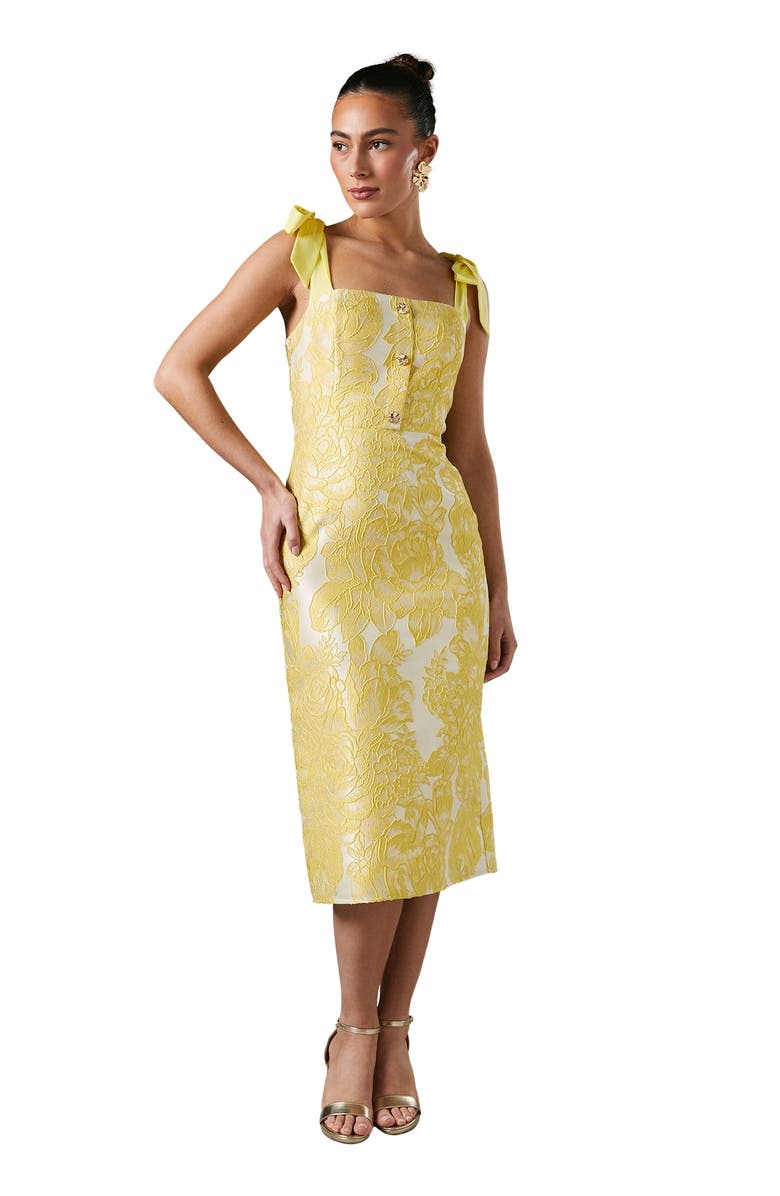 Coast Jacquard Pencil Midi Dress, Main, color, Yellow