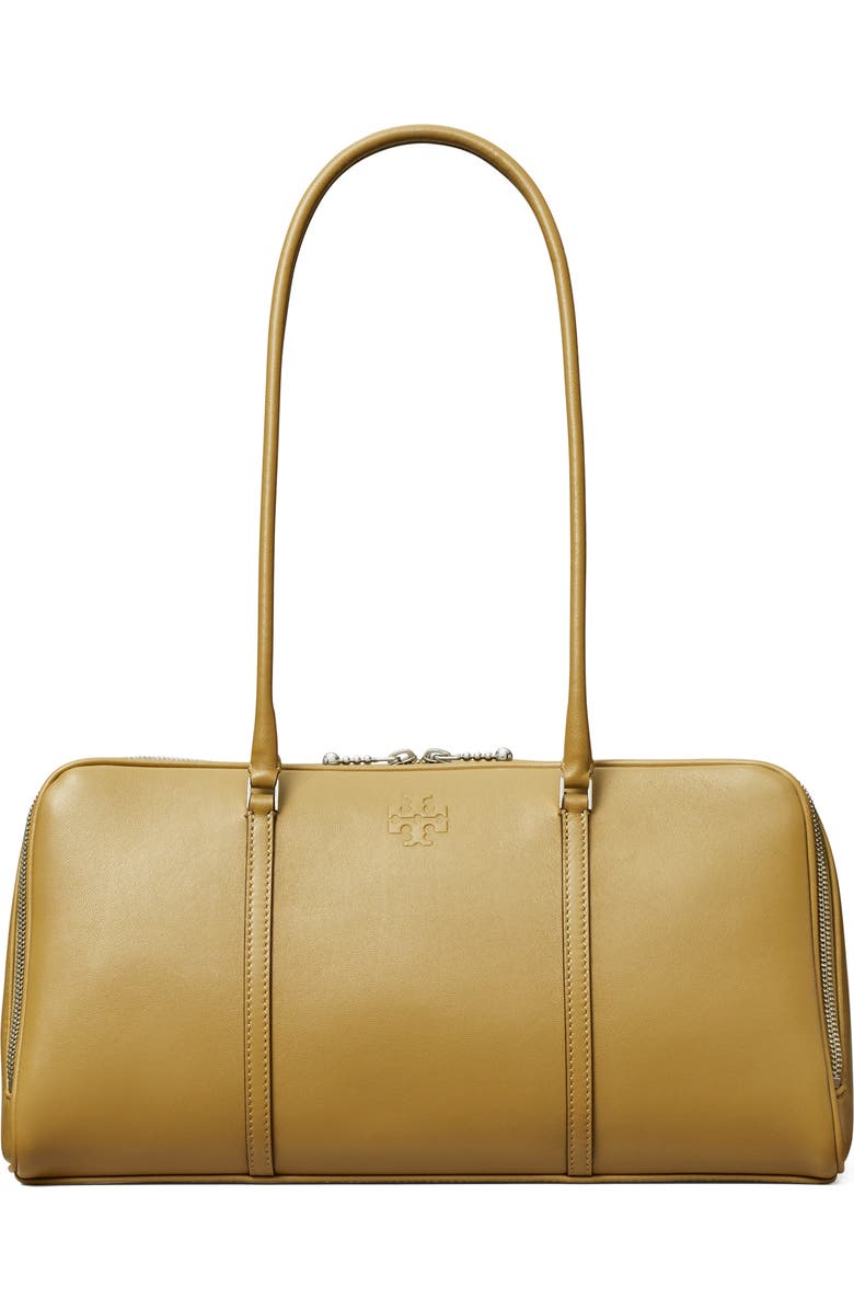 Tory Burch Marshmallow Leather Satchel, Main, color, Coconut Shell / Classic Brown