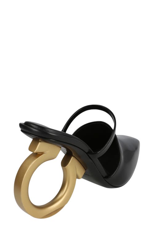 Ferragamo Gancini Heel Mule Pump In Black