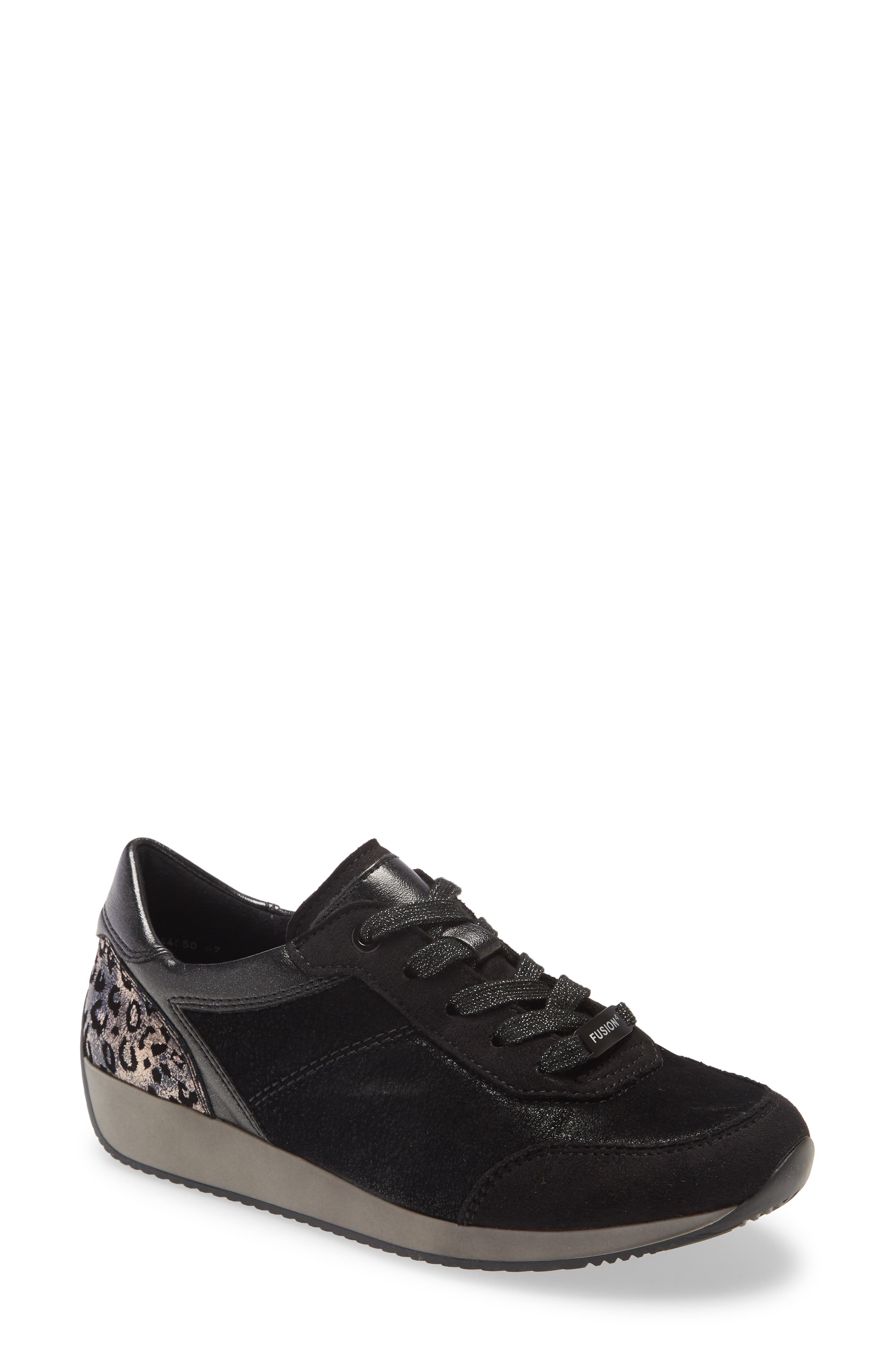 ara Lana Sneaker, Main, color, Black Scala Fabric