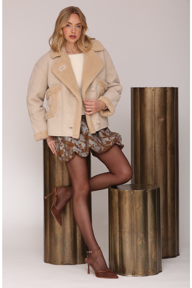 Oversize Faux Shearling Coat, Alternate, color, TAUPE