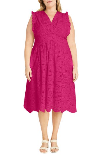 Maggy London Plus Size Eyelet Midi Dress
