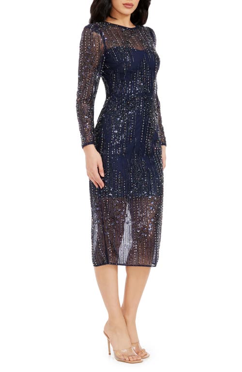 Dress The Population Sophia Midi Dress In Midnight Blue Multi