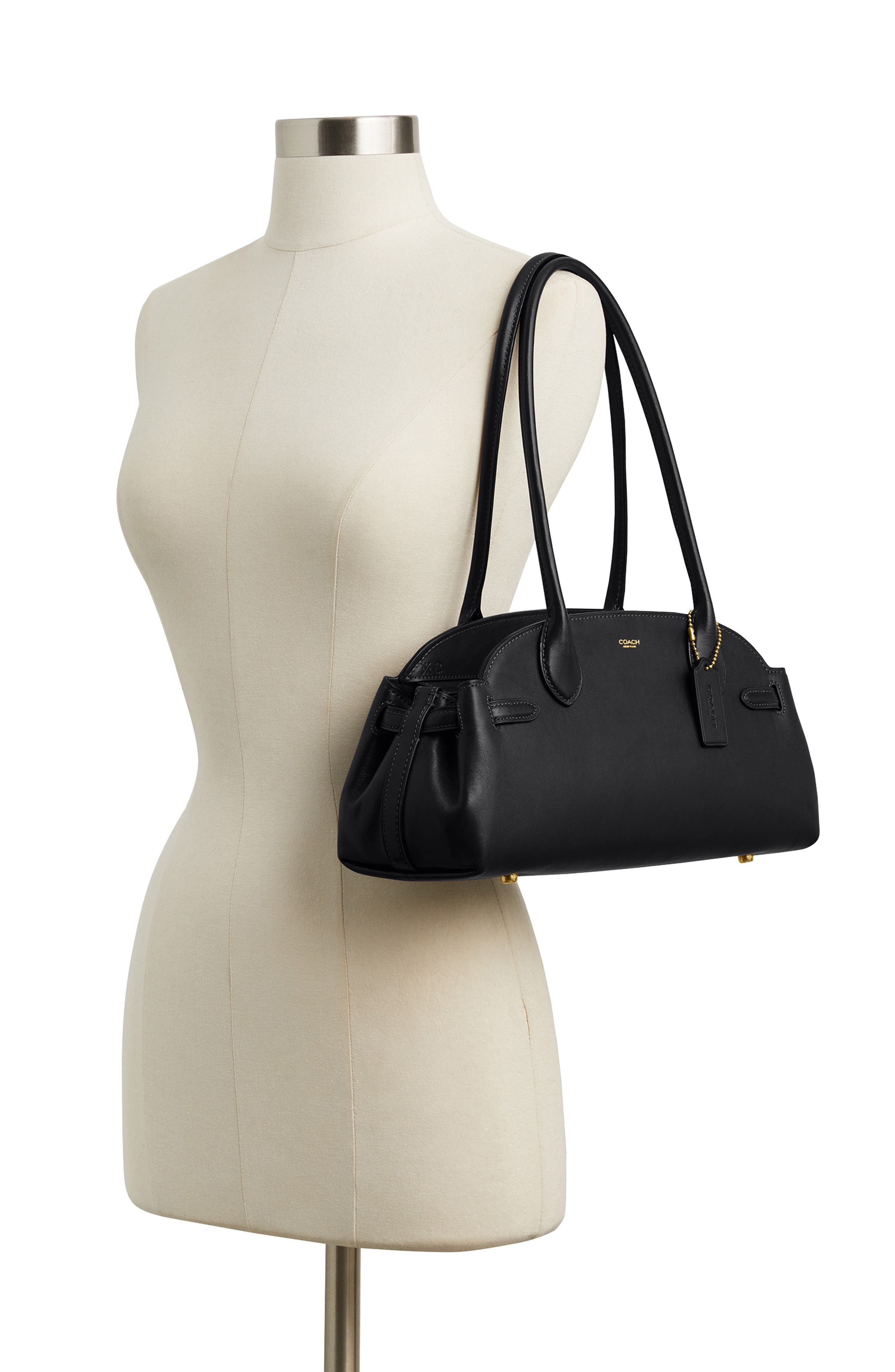 COACH Empire 34 Leather Carryall Bag, Alternate, color, B4/Black