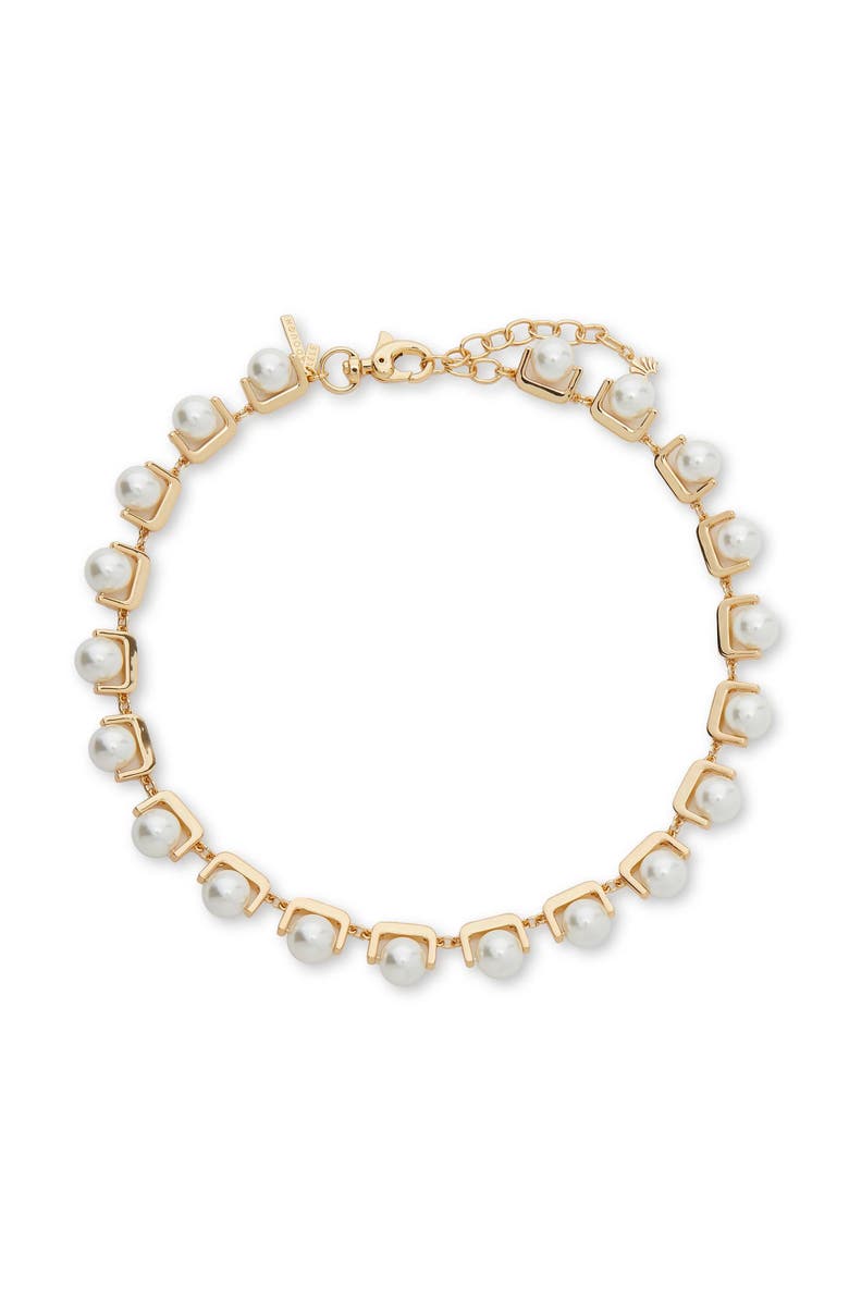 Lele Sadoughi Pinball Necklace, Main, color, Pearl 100