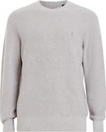 AllSaints Oversize Cotton & Wool Waffle Crewneck Sweater