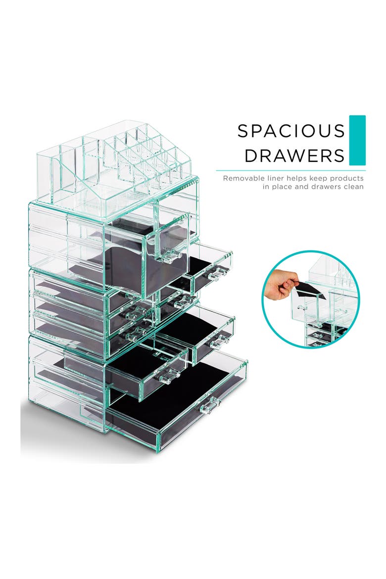 Black Clear Makeup & Jewelry Storage Case, Alternate, color, TEAL