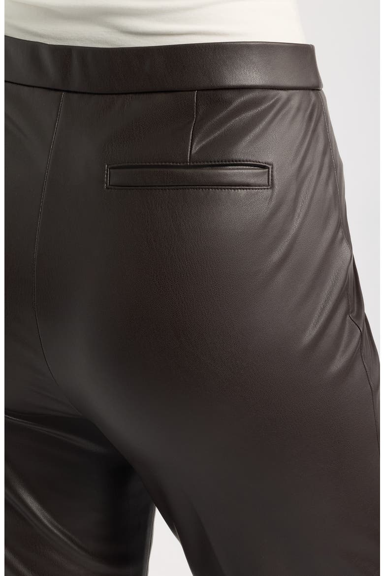 Pintuck Straight Leg Faux Leather Ankle Pants, Alternate, color, DEEP MAHOGANY