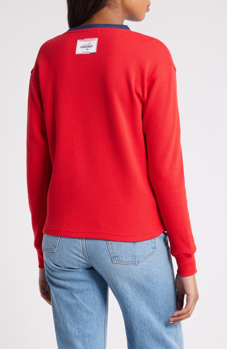 WEAR by Erin Andrews Women's WEAR by Erin Andrews Red Washington Capitals Waffle Henley Long Sleeve T-Shirt, Alternate, color,