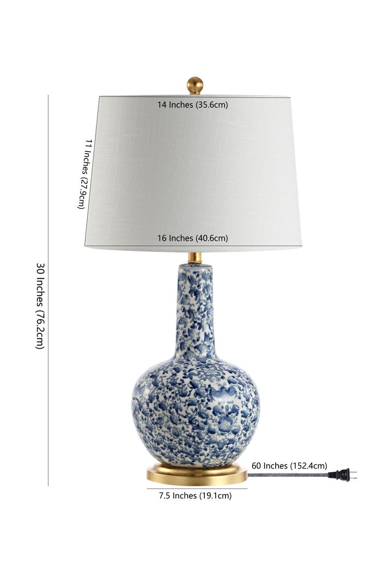 Chinois 30" Ceramic/Iron Classic Cottage LED Table Lamp, Blue/White, Alternate, color, Blue/White
