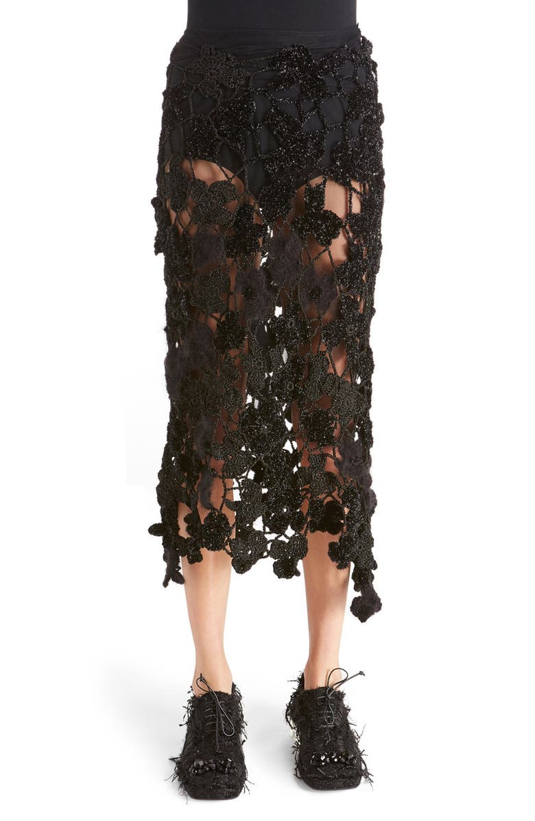 Simone Rocha Metallic Crochet Skirt, Main, color,