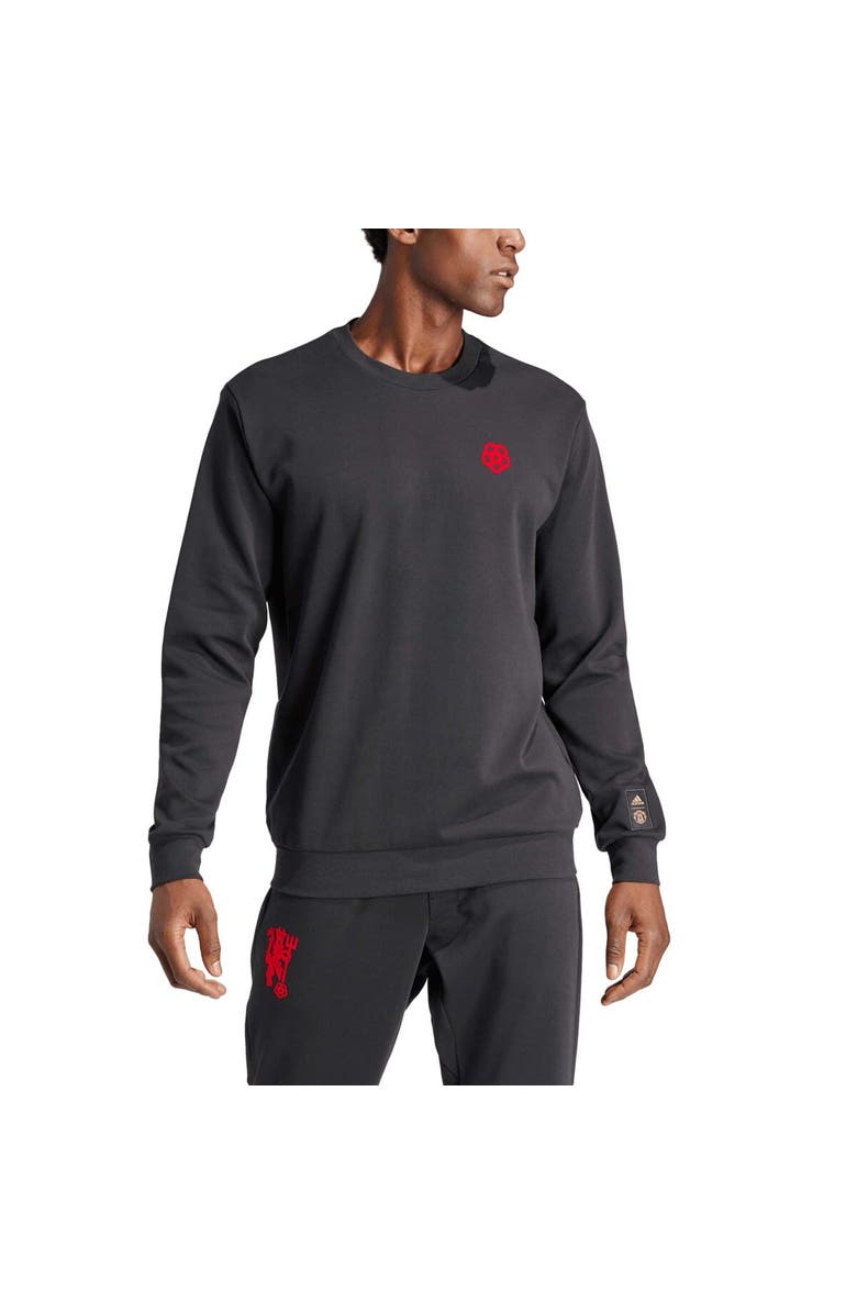 adidas Men's adidas Black Manchester United Cultural Story Pullover Sweatshirt, Main, color,