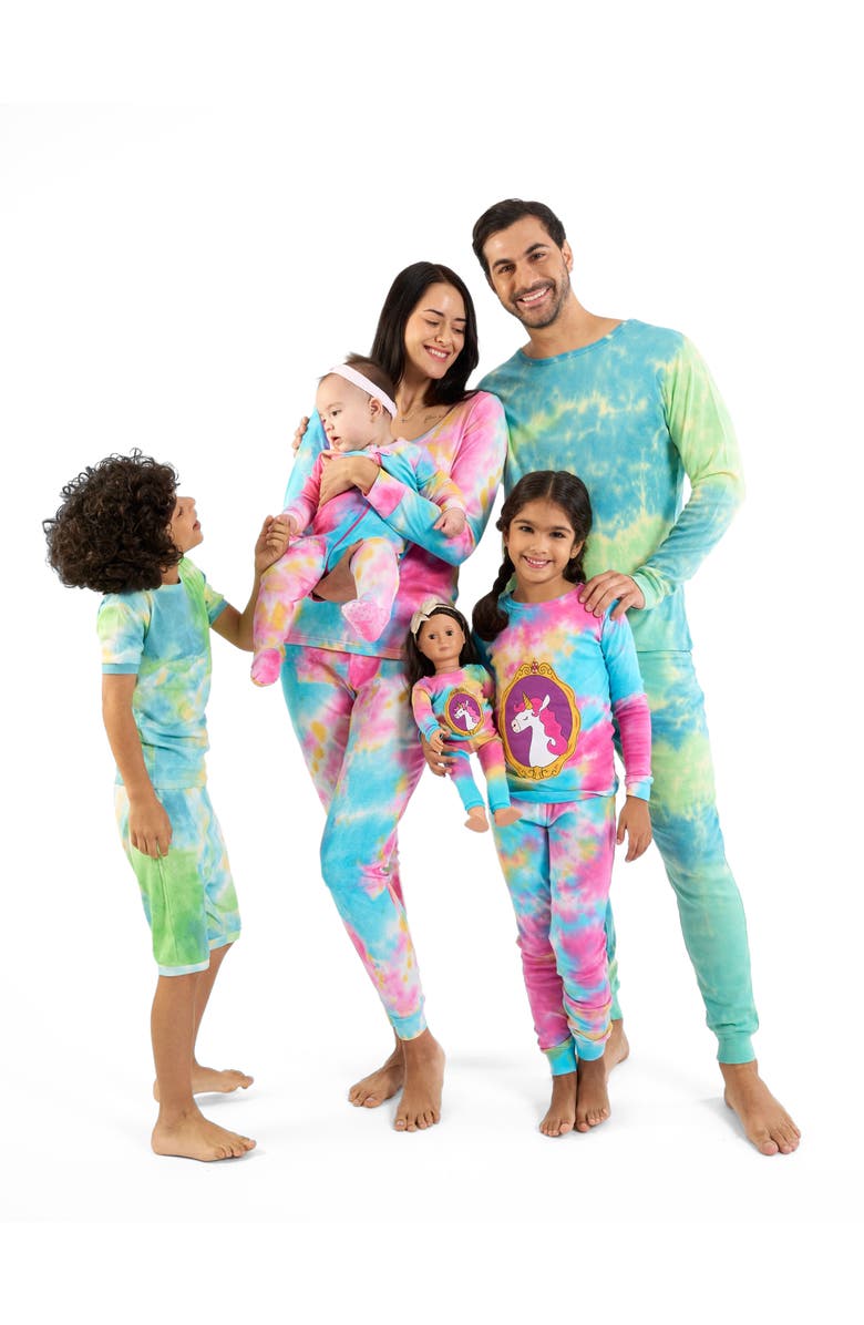 Leveret Footed Cotton Pajamas Matching Family Coordinated Tie Dye Prints, Alternate, color, Tie Dye Colorful