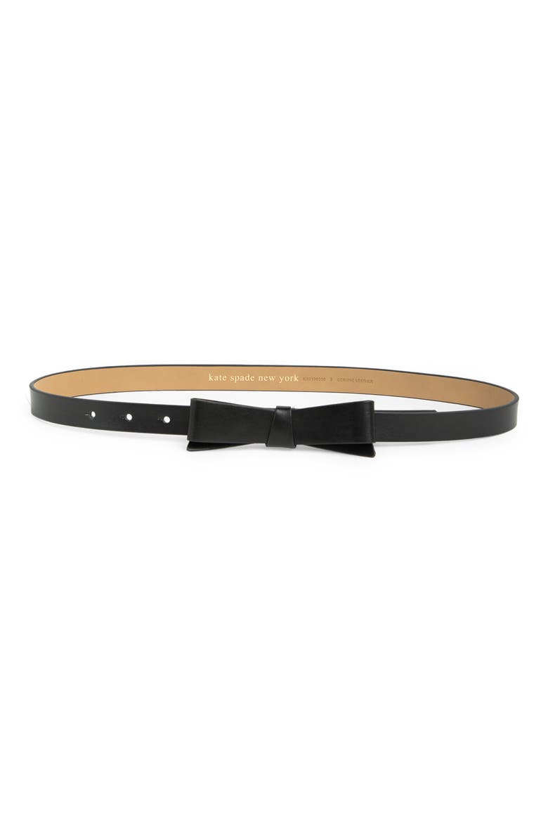 leather bow belt, Main, color, BLACK