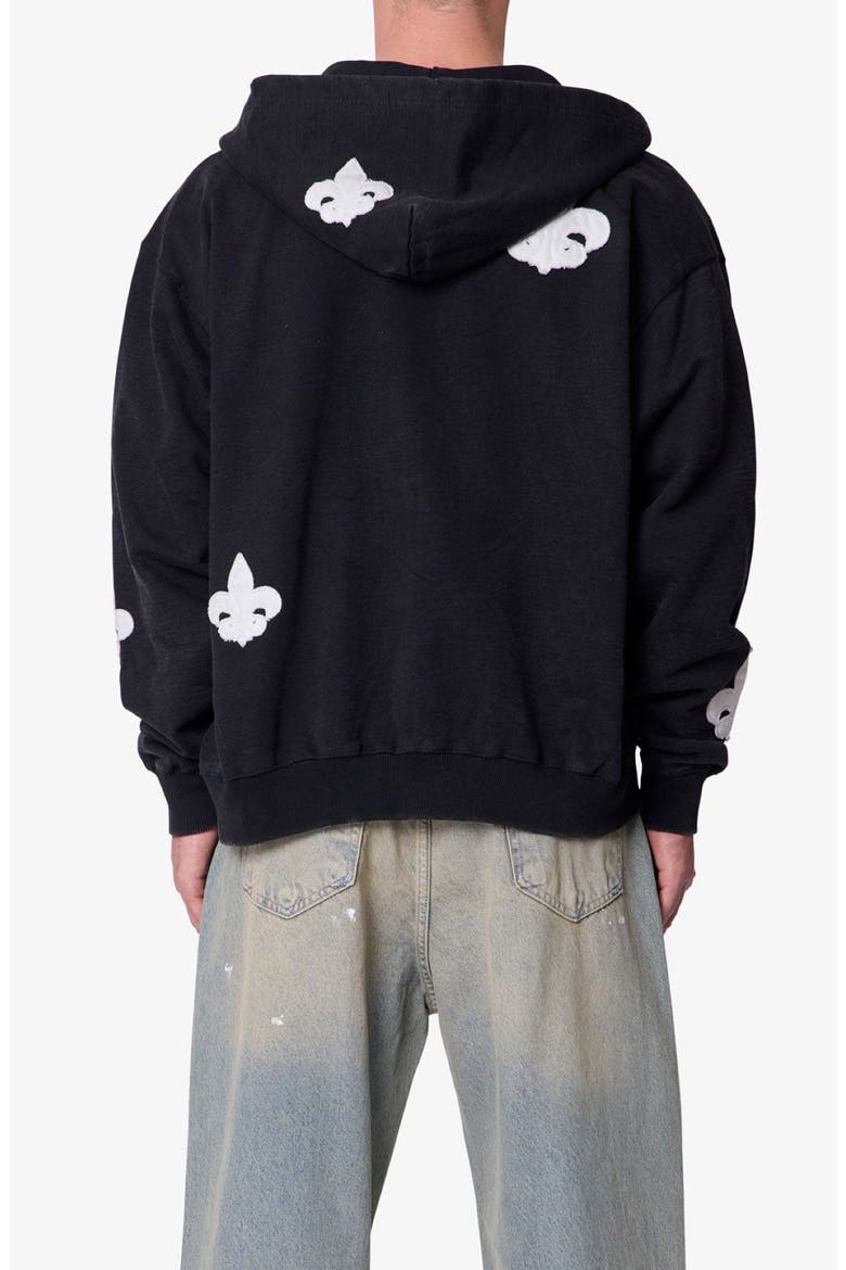 Fleur de Lis Zip Hoodie, Alternate, color, WASHED BLACK