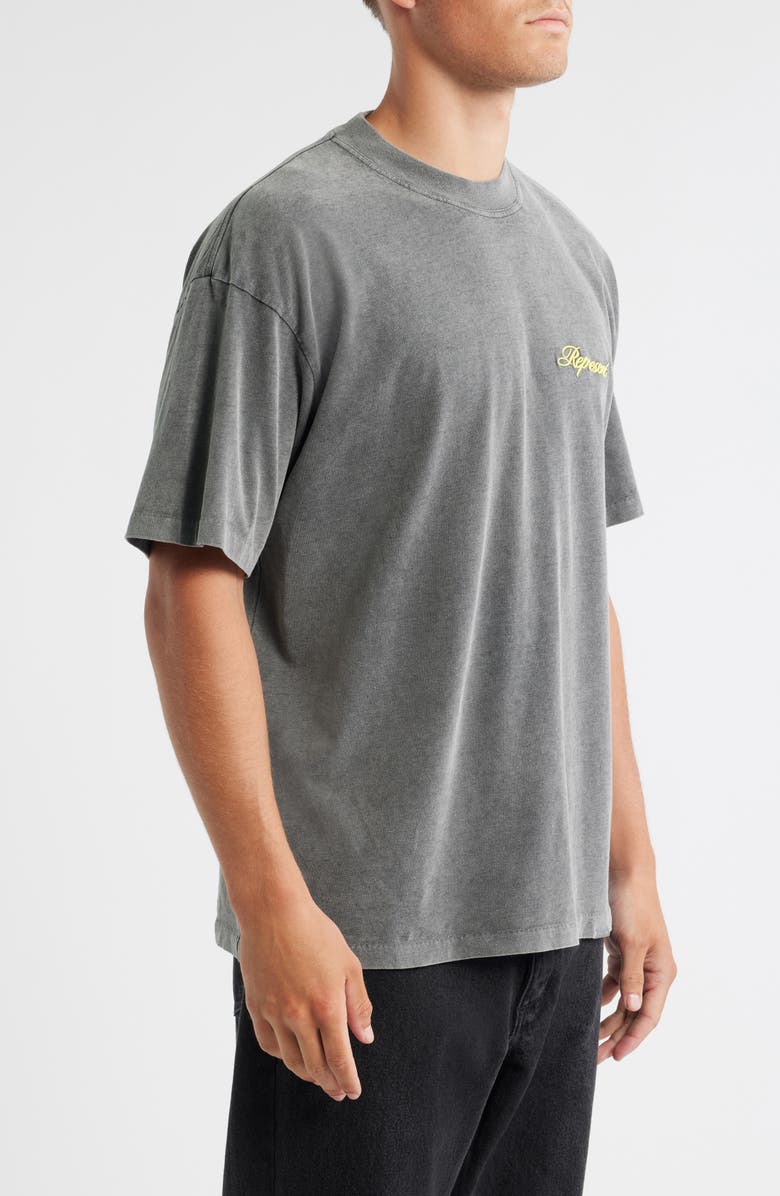 Represent Oversize Embroidered Script Logo T-Shirt, Alternate, color, After Dark