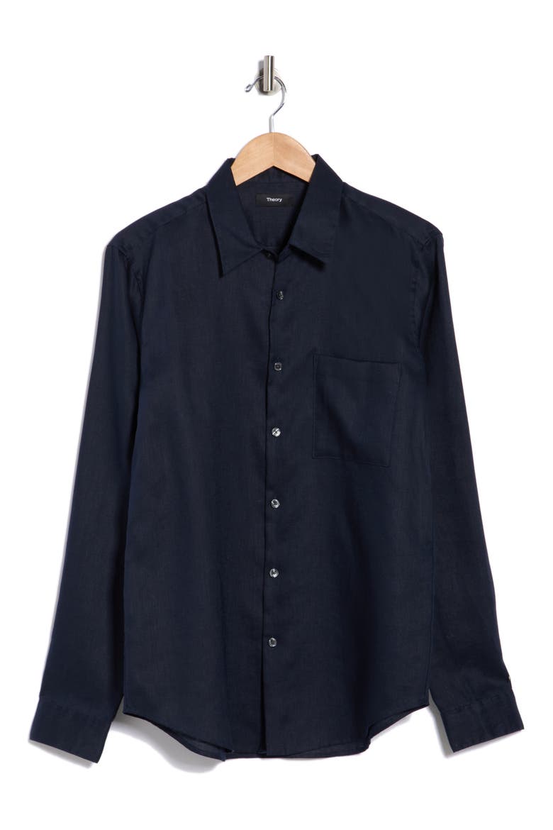 Irving Linen Button-Up Shirt, Alternate, color, BALTIC