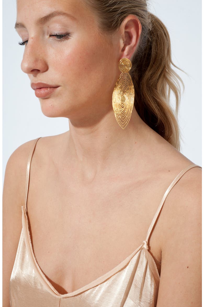 'Long Wave' Drop Earrings, Alternate, color, GOLD
