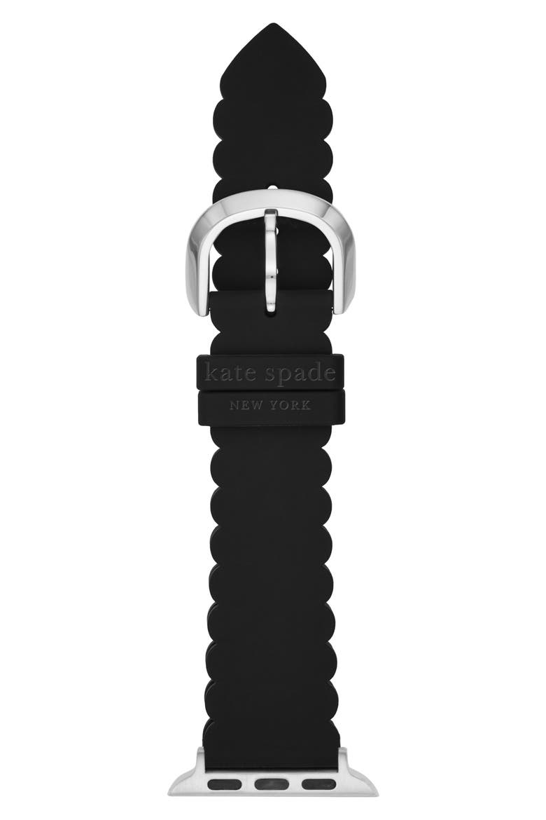 silicone 20mm Apple Watch® watchband, Main, color, BLACK