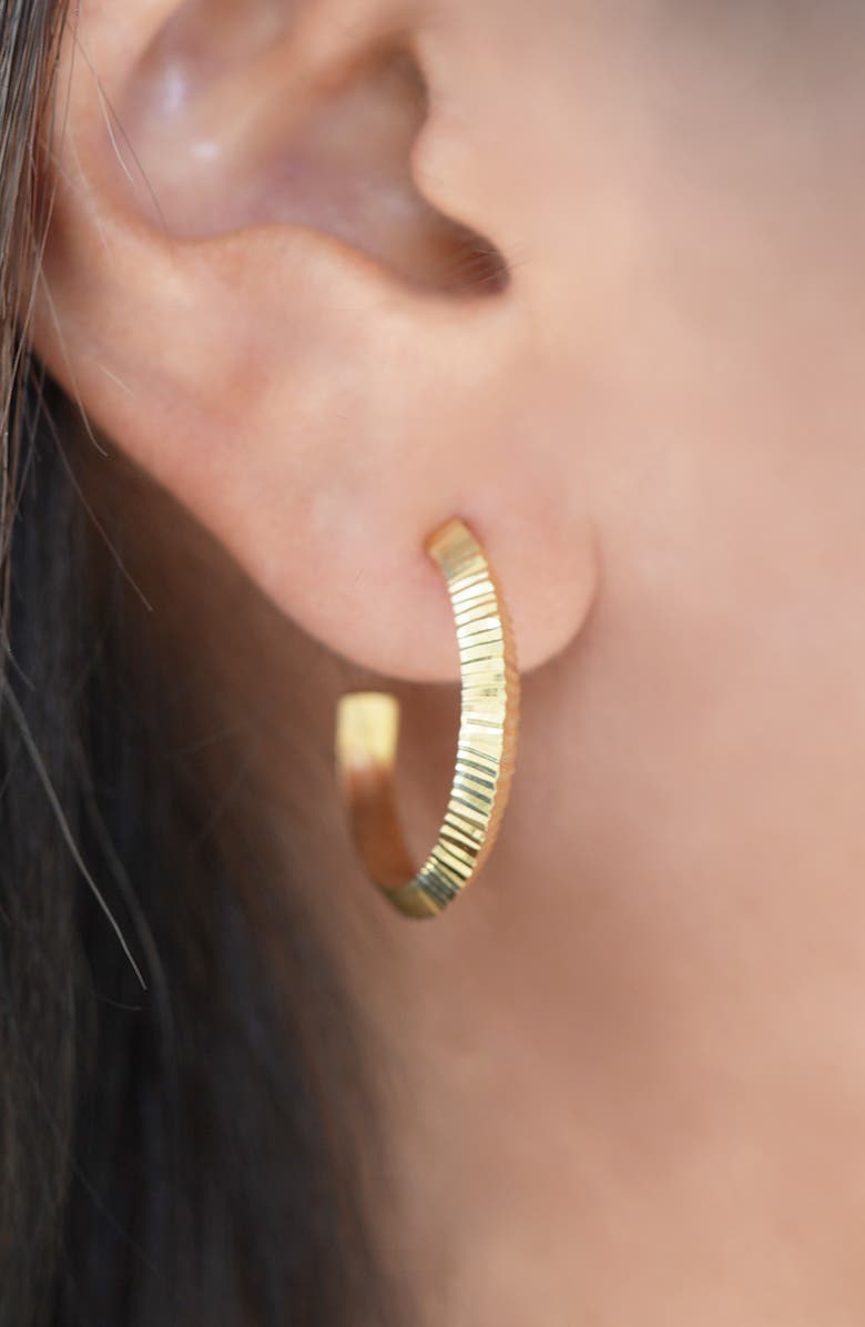 Argento Vivo Sterling Silver Diamond Cut Hoop Earrings, Alternate, color, 