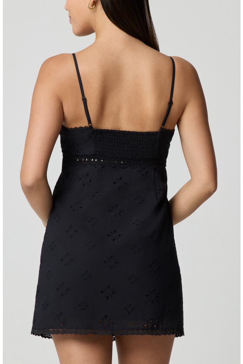 Square Neck Cotton Eyelet Minidress, Alternate, color, BLACK