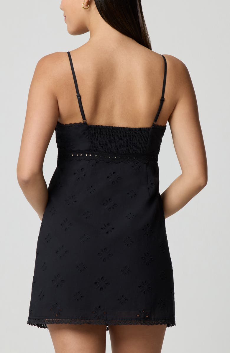 Florence by Mills Square Neck Cotton Eyelet Minidress, Alternate, color, Black