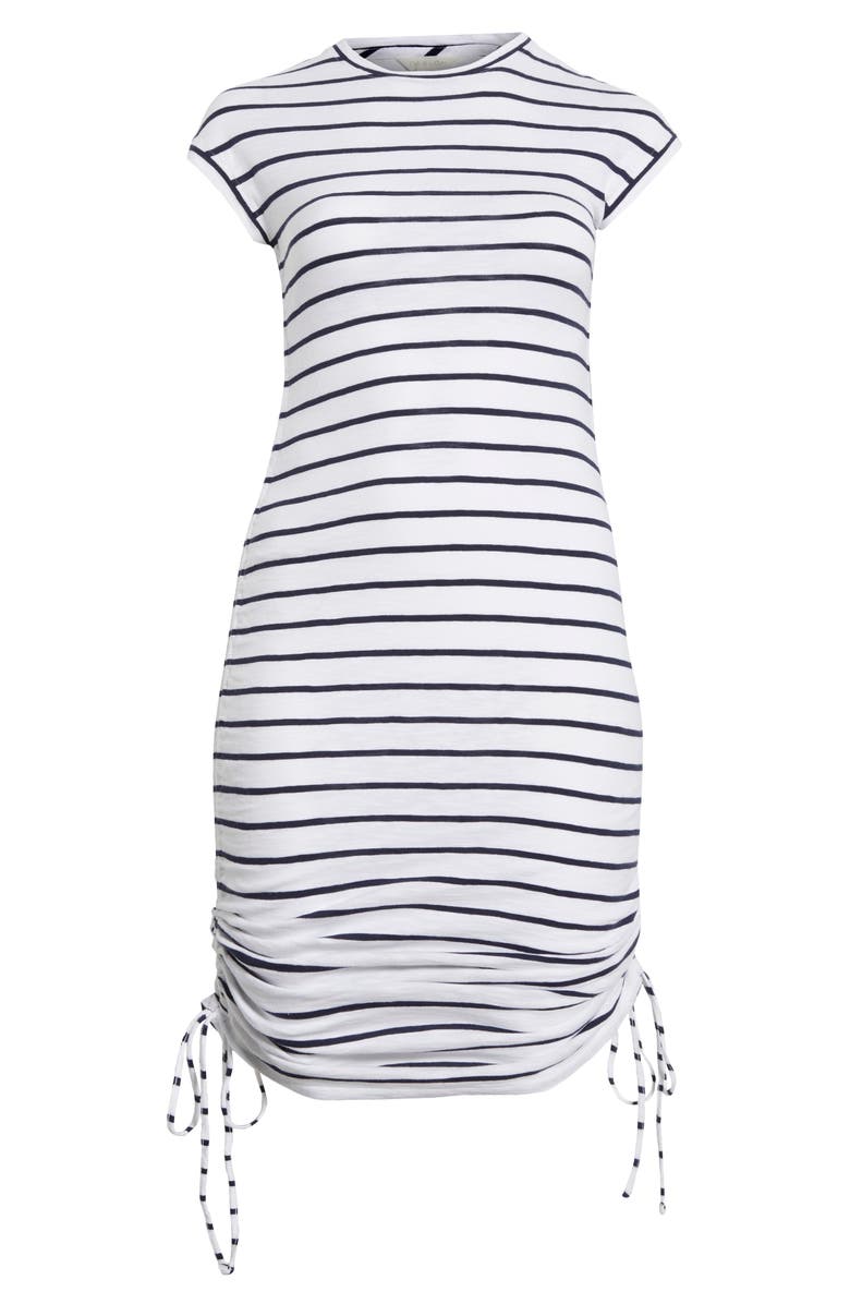 Caslon<sup>®</sup> Ruched Cotton Midi T-Shirt Dress, Alternate, color, White- Navy Blazer Jana Stripe