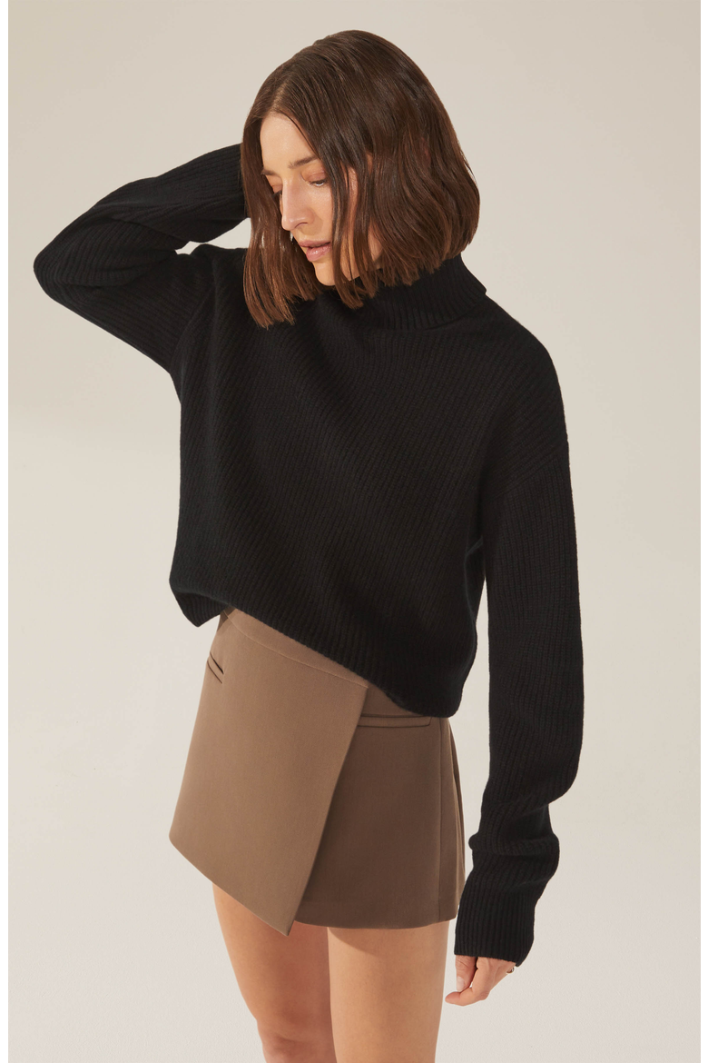 Ellie Chunky Cashmere Turtleneck Sweater, Alternate, color, Black