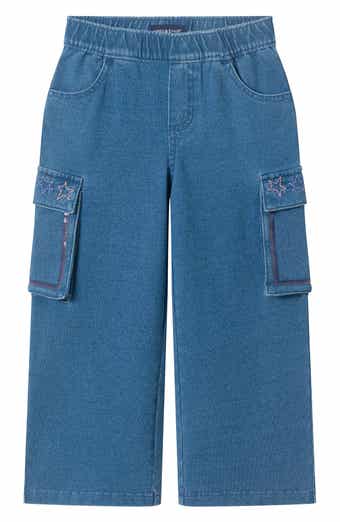 Kids' Wide Leg Knit Denim Cargo Pants