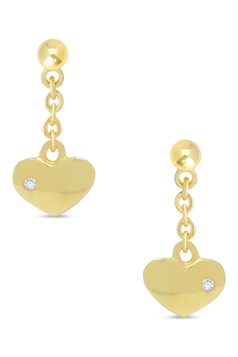 Kids' Heart Drop Earrings, Main, color, GOLD