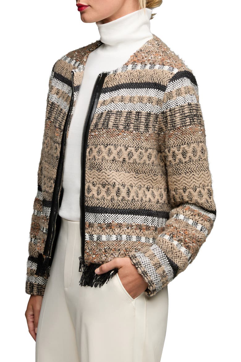 Woven Zip Jacket, Alternate, color, NEUTRAL MULTI