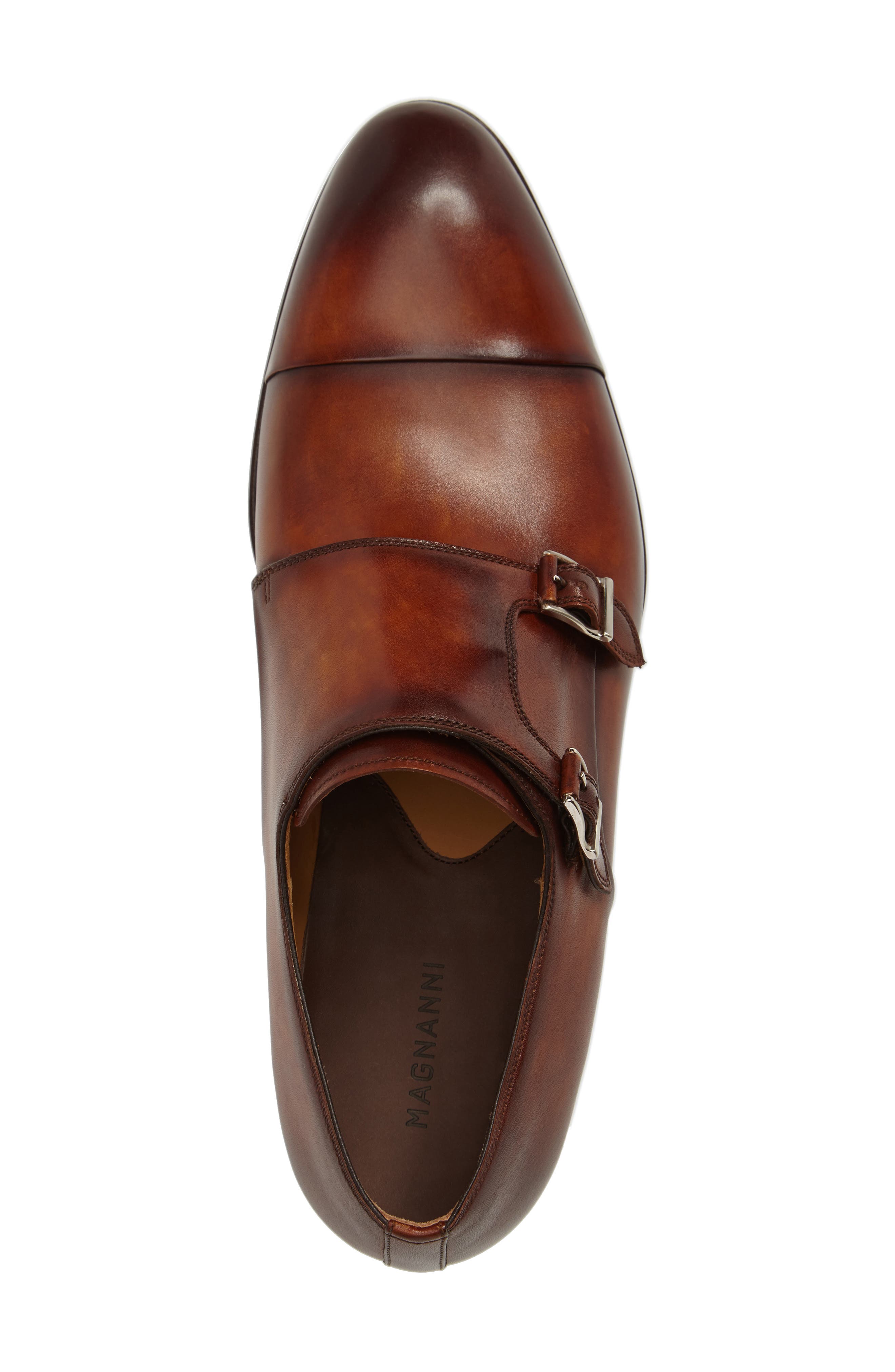Louie Double Monk Strap Shoe, Alternate, color, COGNAC LEATHER