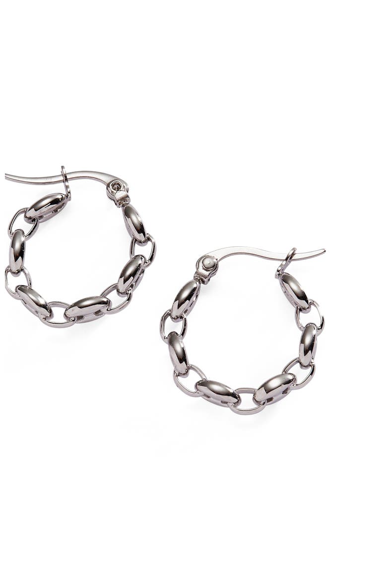 Frozen Mariner Chain Hoop Earrings, Main, color, Silver