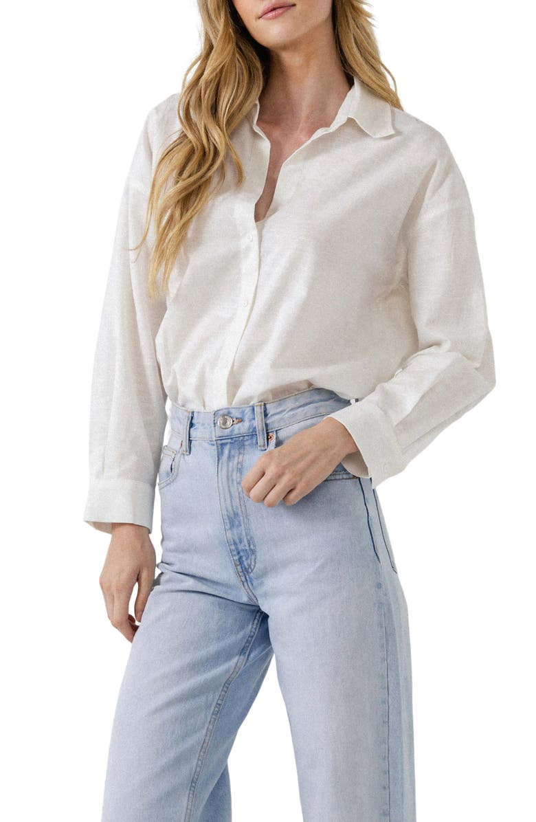 English Factory Oversize Cotton & Linen Shirt, Alternate, color,