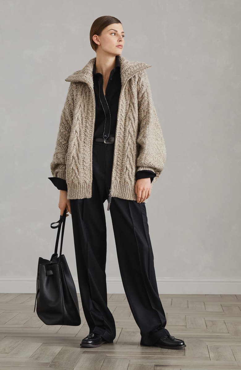 Brunello Cucinelli Loose Straight trousers with monili, Alternate, color,